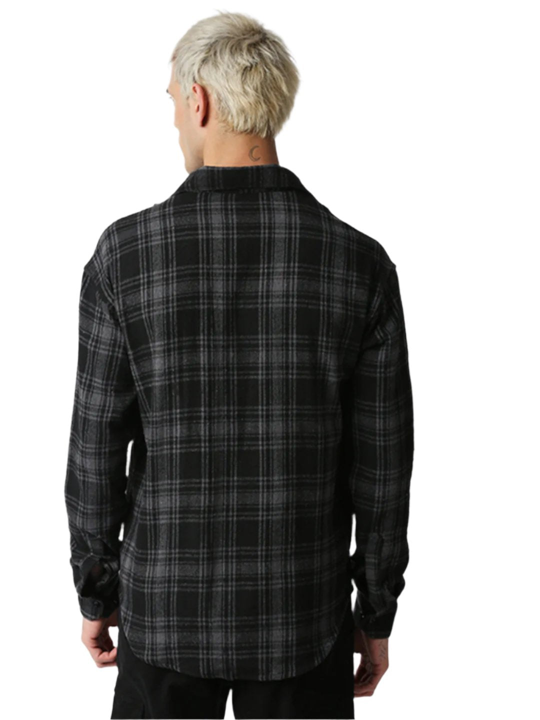 Hemsters Dark Grey Checkered Relaxed Fit Shirt