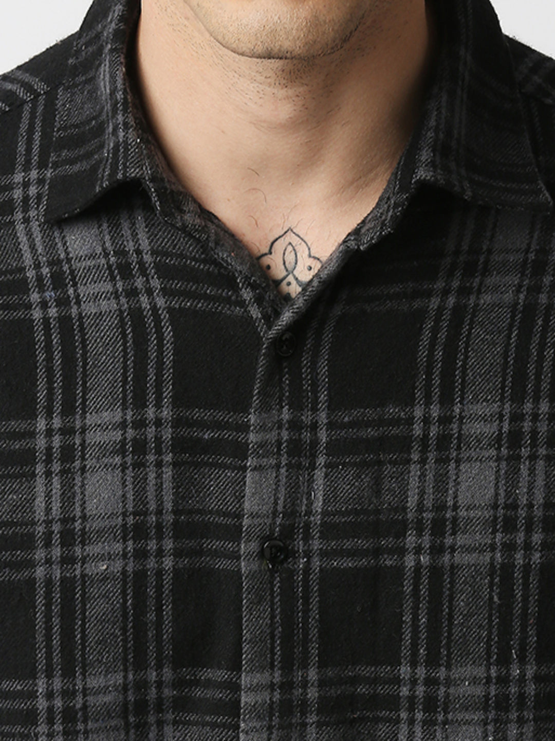 Hemsters Dark Grey Checkered Relaxed Fit Shirt
