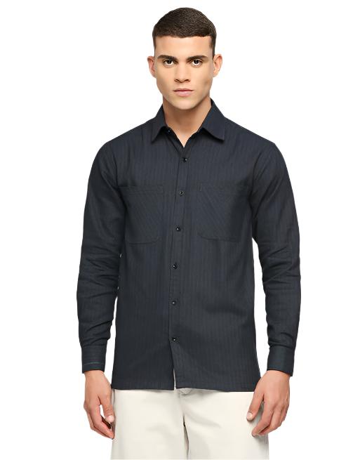 Hemsters Dark Blue Overwear Shirt For Mens