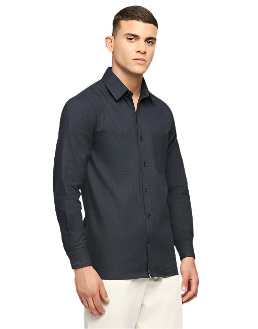 Hemsters Dark Blue Overwear Shirt For Mens