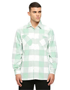 White And Sea Green Overwear Shirt