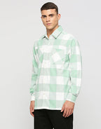 White And Sea Green Overwear Shirt