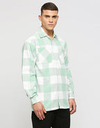 White And Sea Green Overwear Shirt