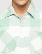 White And Sea Green Overwear Shirt