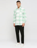White And Sea Green Overwear Shirt