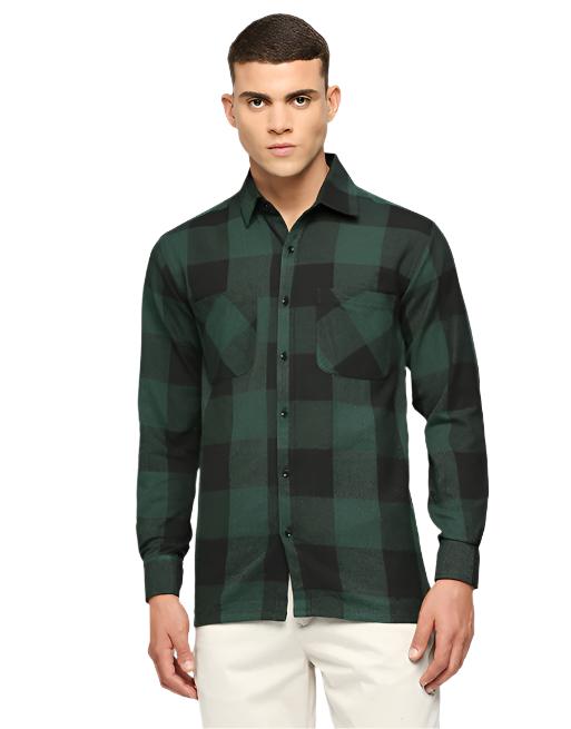 Hemsters Black & Green Twill Overshirt Jacket For Mens