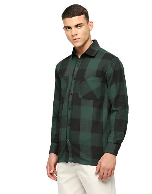 Hemsters Black & Green Twill Overshirt Jacket For Mens