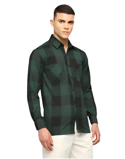 Hemsters Black & Green Twill Overshirt Jacket For Mens