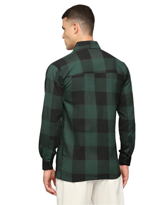 Hemsters Black & Green Twill Overshirt Jacket For Mens