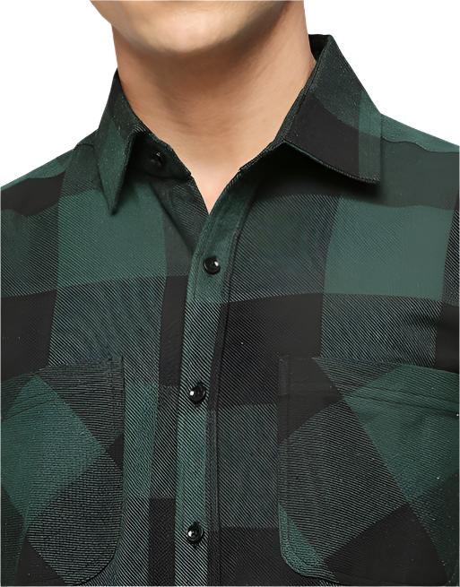 Hemsters Black & Green Twill Overshirt Jacket For Mens