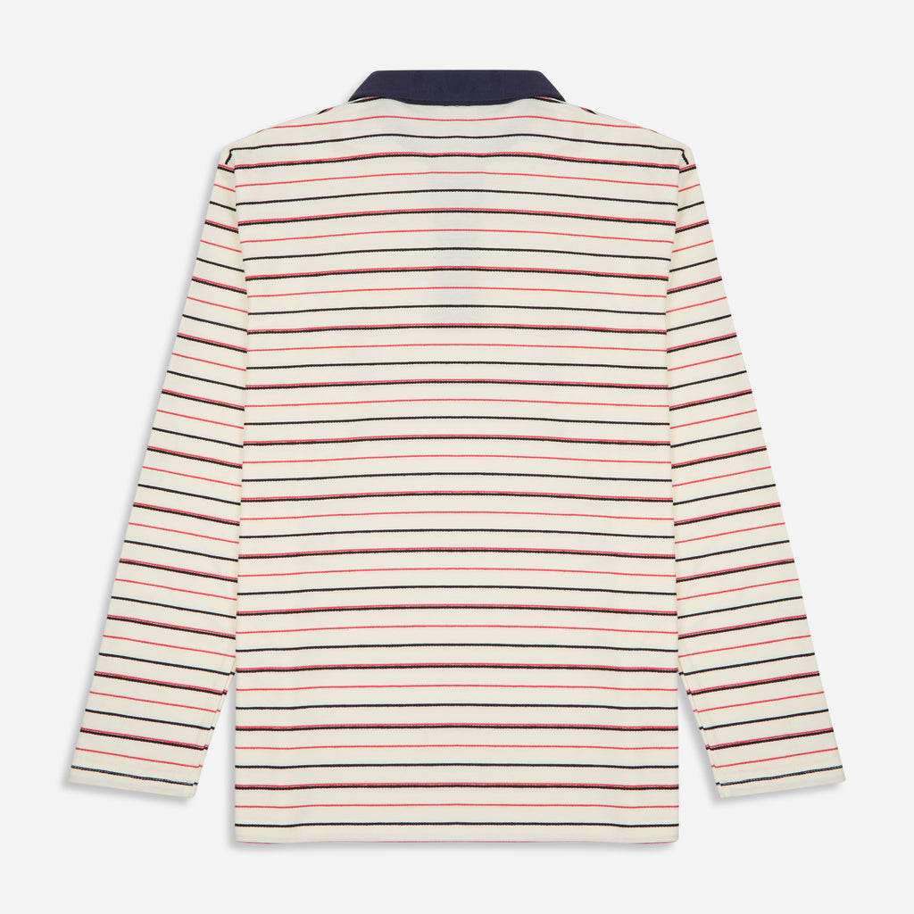 Cream Stripe Full Sleeve Collar Tshirt