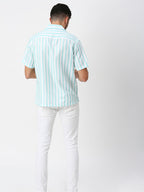 White And Light Green Striped Shirt