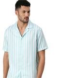 White And Light Green Striped Shirt