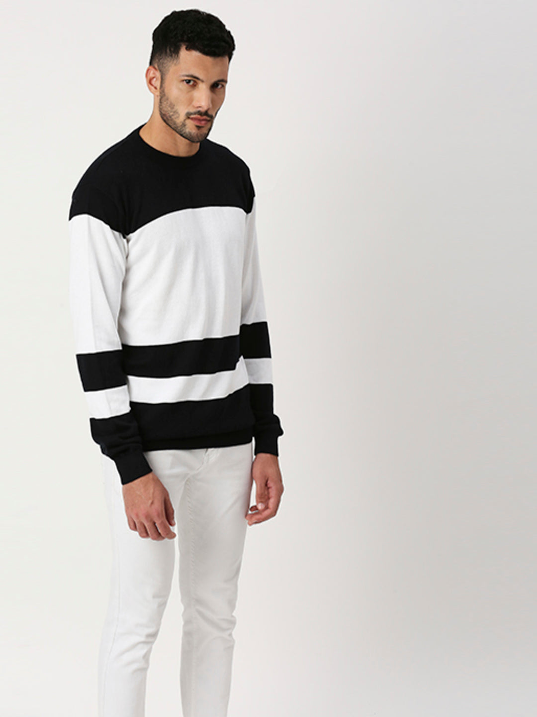 White and Black Sweatshirt For Mens