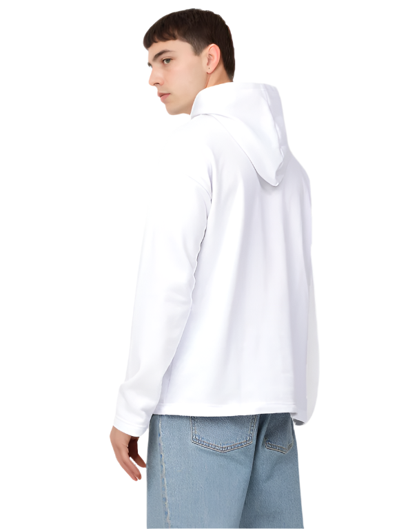 Hemsters White Full Sleeve Relaxed Fit Hoodie For Men