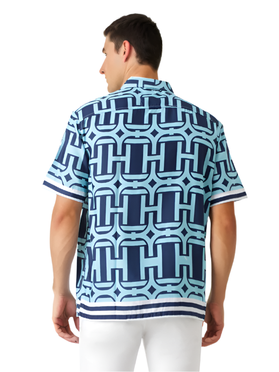Sage Blue Printed Shirt