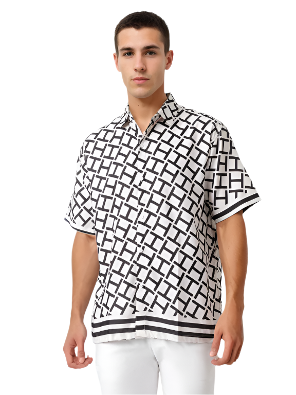 Hemsters Black & White Printed Shirt