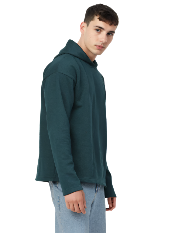 Hemsters dark green Full Sleeve Relaxed Fit Hoodie For Men