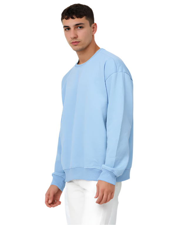 Hemsters Blue Knitted Full Sleevs Sweatshirt For Men