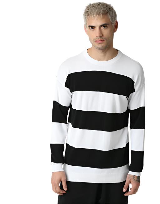 White And Black Off Shoulder Sweatshirt