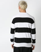 White And Black Off Shoulder Sweatshirt