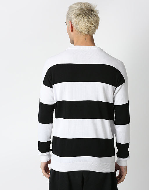 White And Black Off Shoulder Sweatshirt