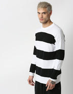 White And Black Off Shoulder Sweatshirt
