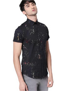 Blue Half-SLeeve Floral Printed Shirt