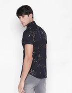 Blue Half-SLeeve Floral Printed Shirt
