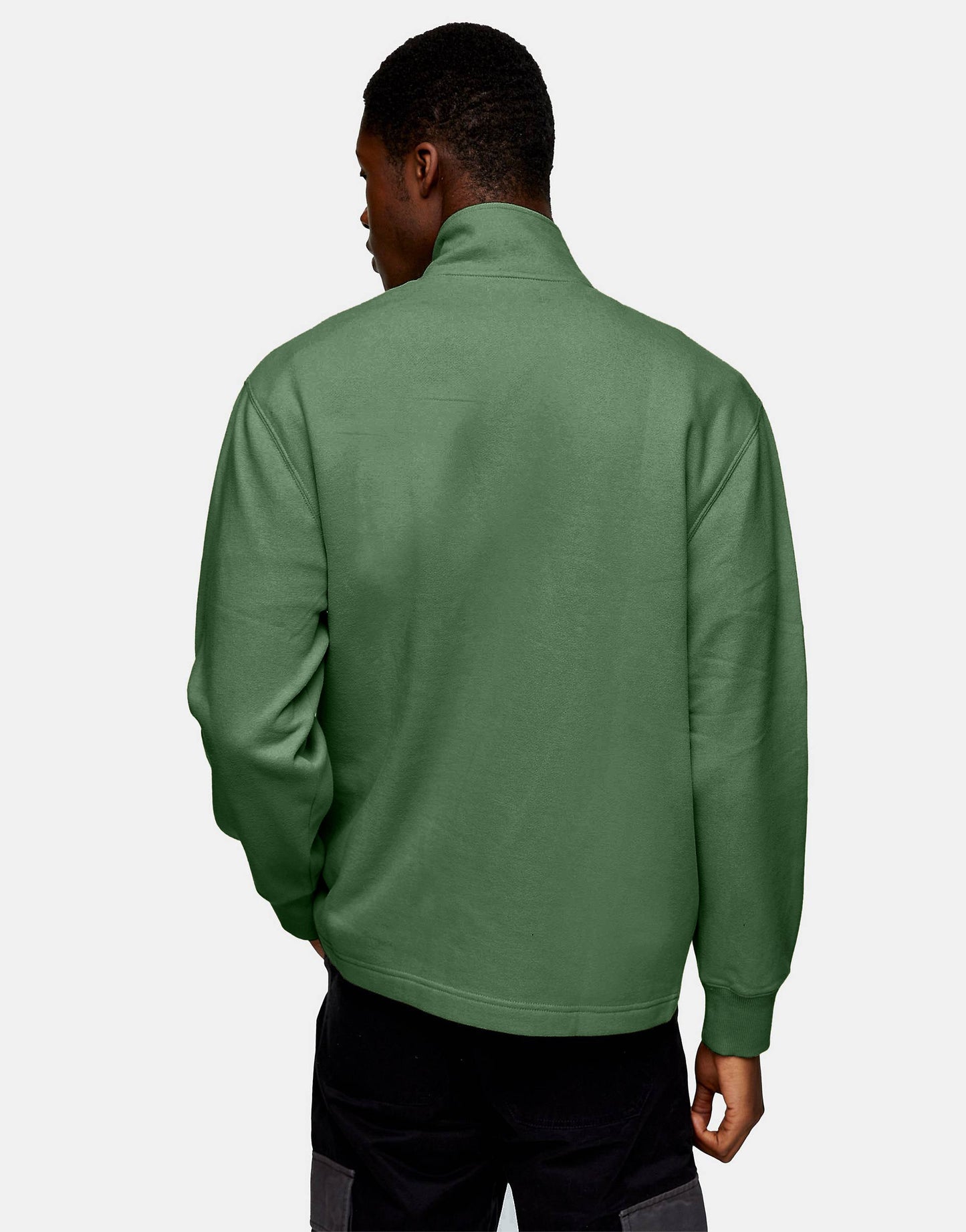 Hemsters Moss Green Zip Sweatshirt For Mens