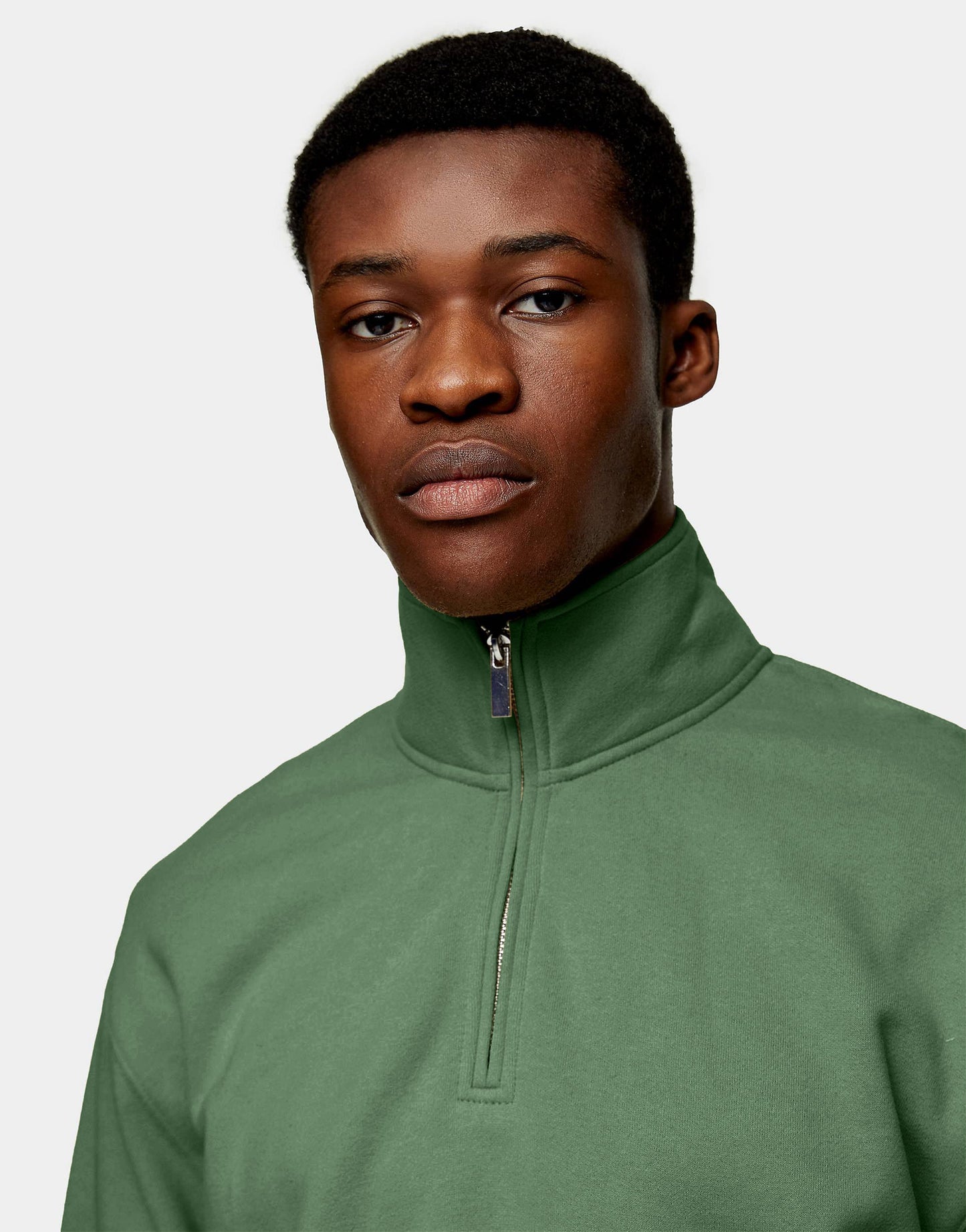 Hemsters Moss Green Zip Sweatshirt For Mens