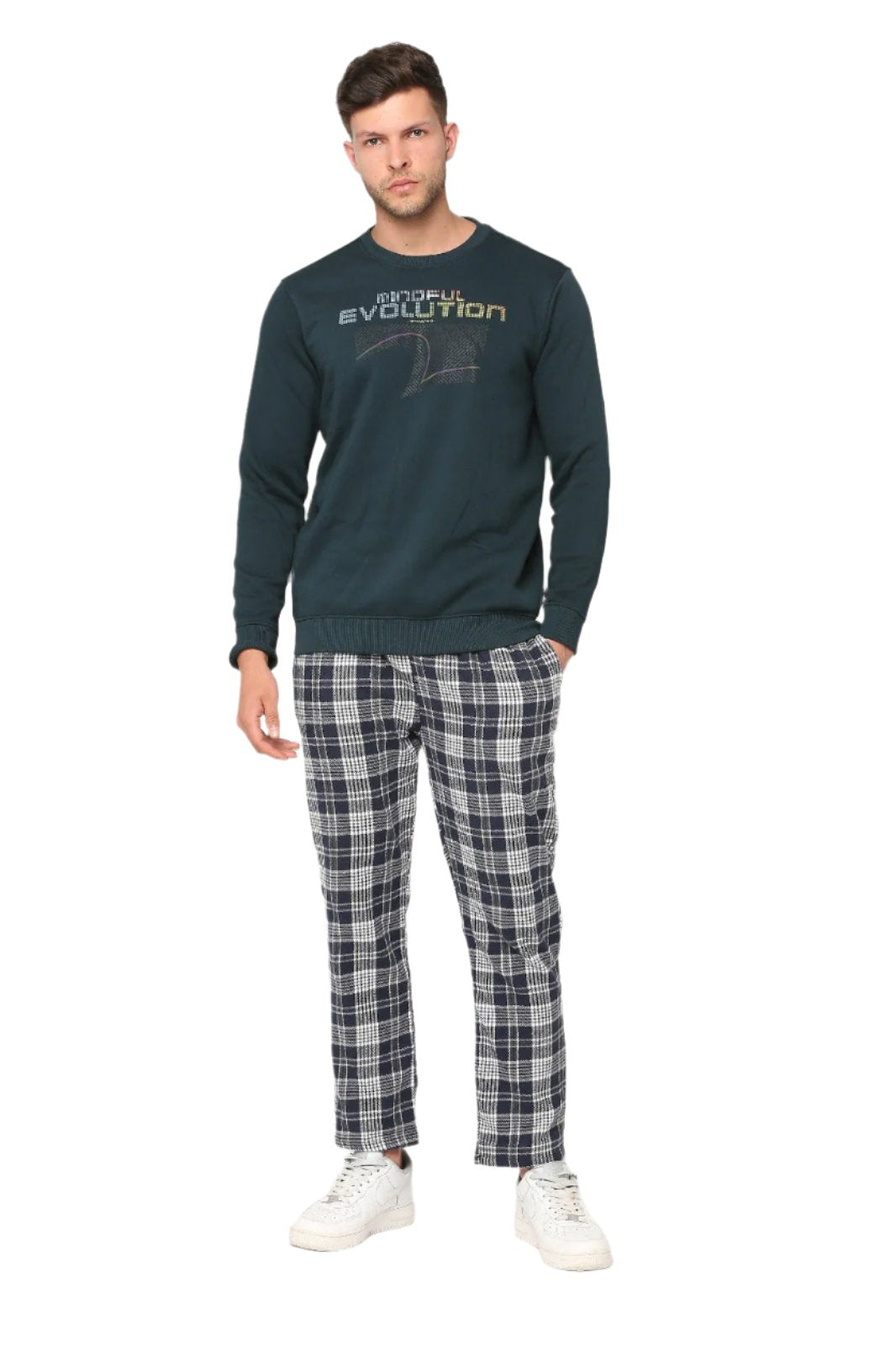 Hemsters Blue & White Checks Lounge Pants For Mens