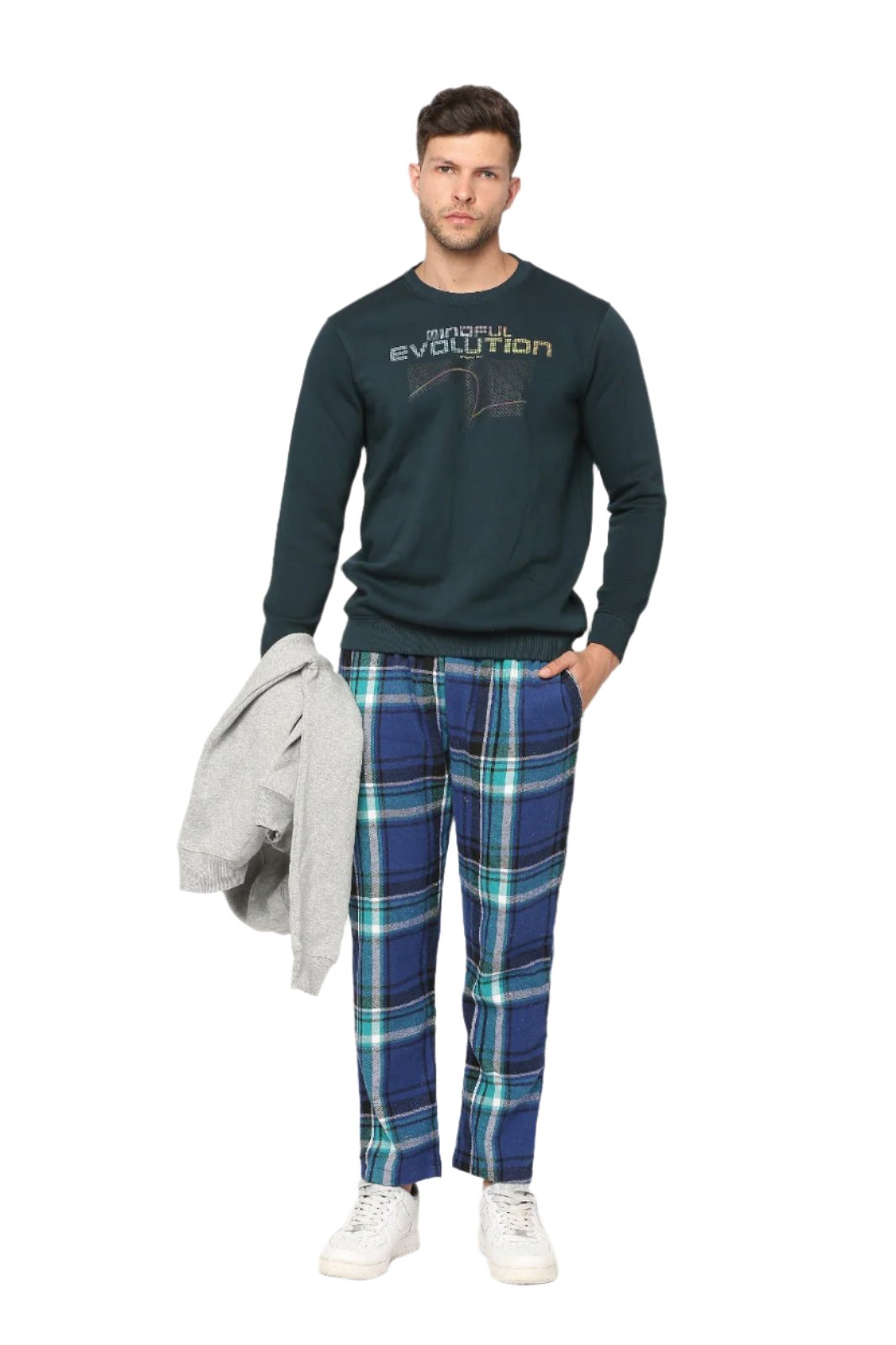 Hemsters Blue & Green Checks Lounge Pants For Mens