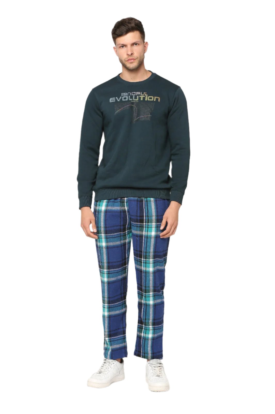 Hemsters Blue & Green Checks Lounge Pants For Mens