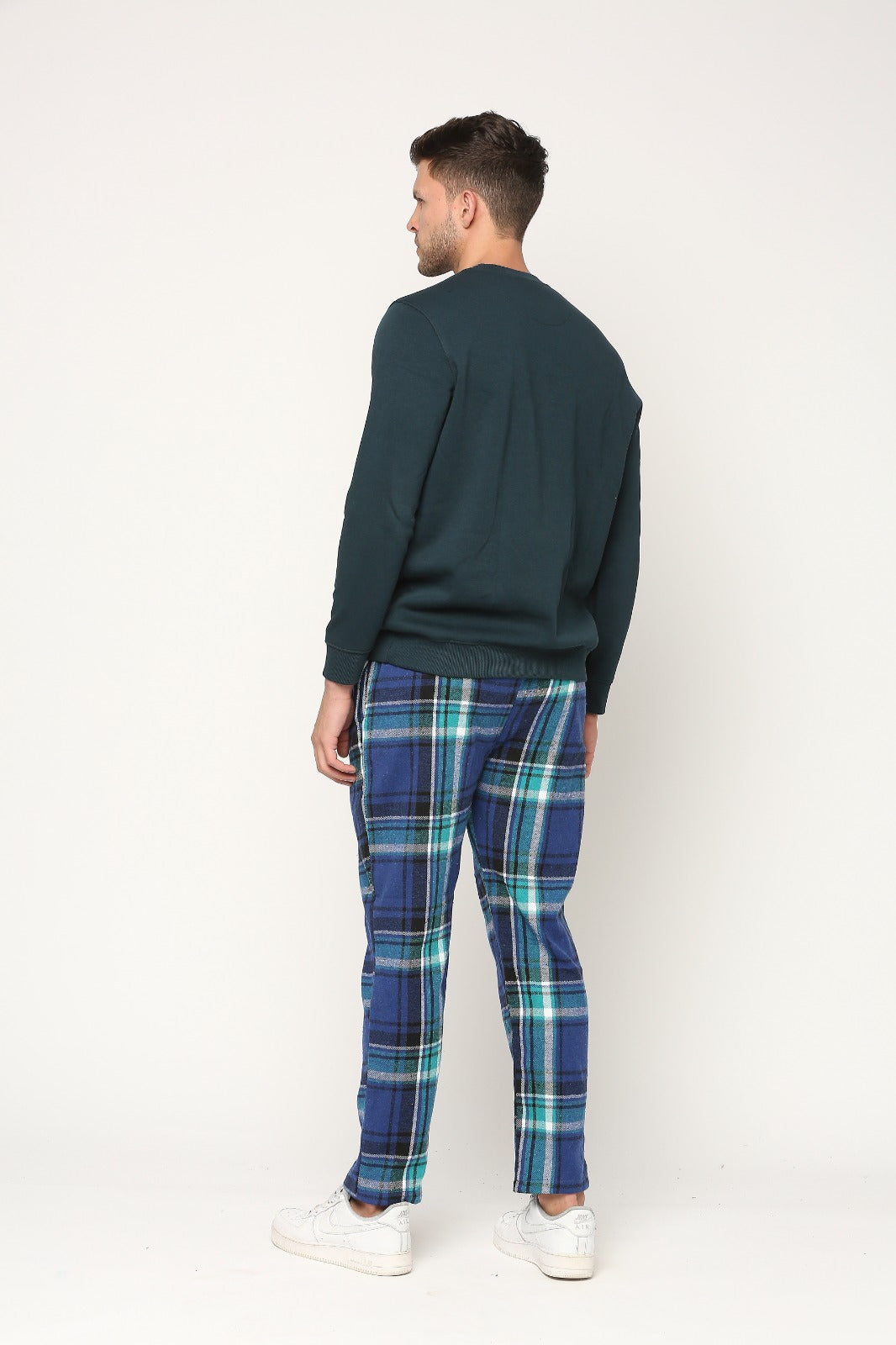 Hemsters Blue & Green Checks Lounge Pants For Mens