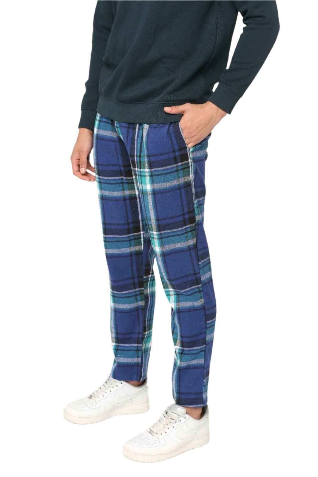 Hemsters Blue & Green Checks Lounge Pants For Mens