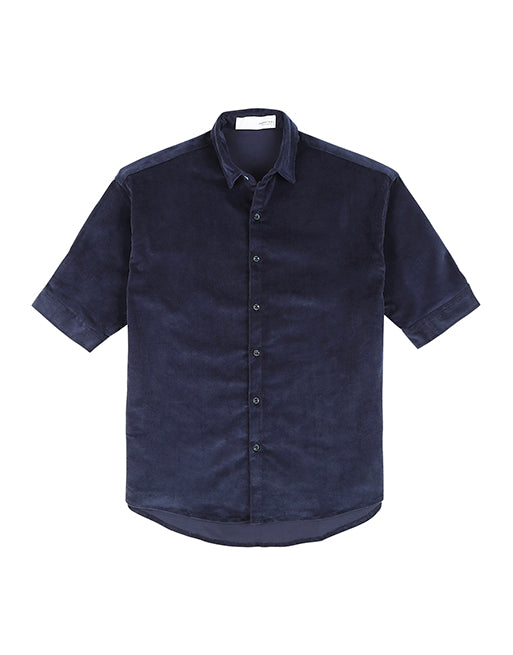 Hemsters Blue Corduroy Half Sleeve Relaxed Shirt