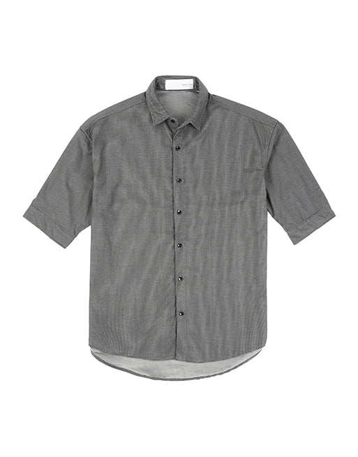 Hemsters Grey Corduroy Half Sleeve Relaxed Shirt