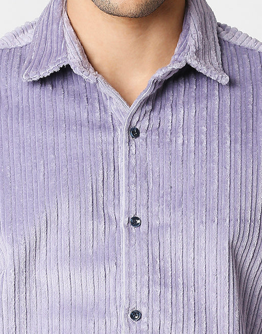 Hemsters Lilac Corduroy Half Sleeve Relaxed Shirt