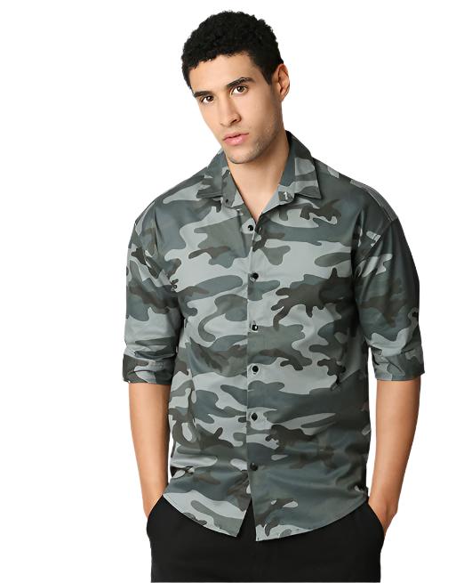 Hemsters Camouflage Print Half Sleeve Shirt