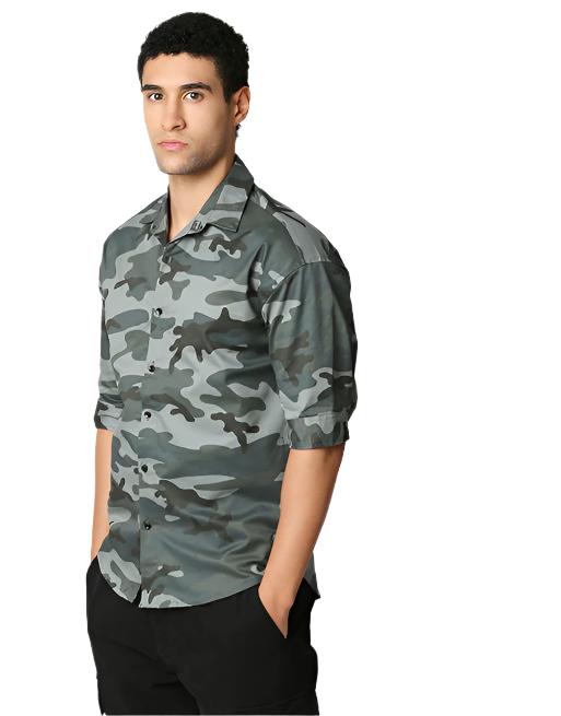 Hemsters Camouflage Print Half Sleeve Shirt