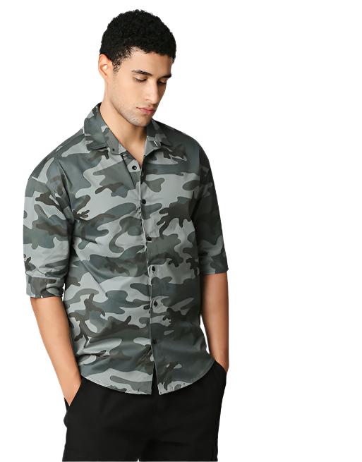 Hemsters Camouflage Print Half Sleeve Shirt