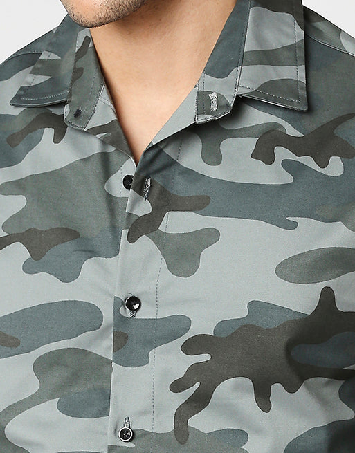 Hemsters Camouflage Print Half Sleeve Shirt