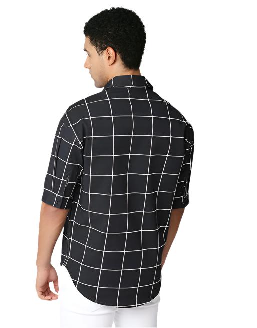 Hemsters Black Half Sleeve Relaxed Shirt