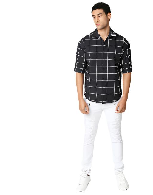 Hemsters Black Half Sleeve Relaxed Shirt