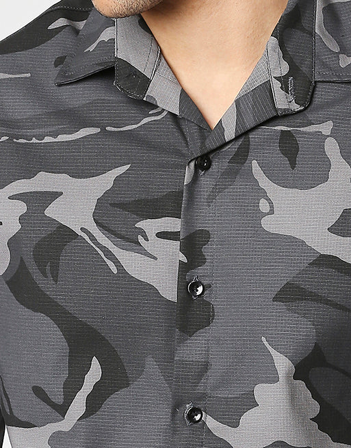 Hemsters Grey Camouflage Half Sleeve Shirt