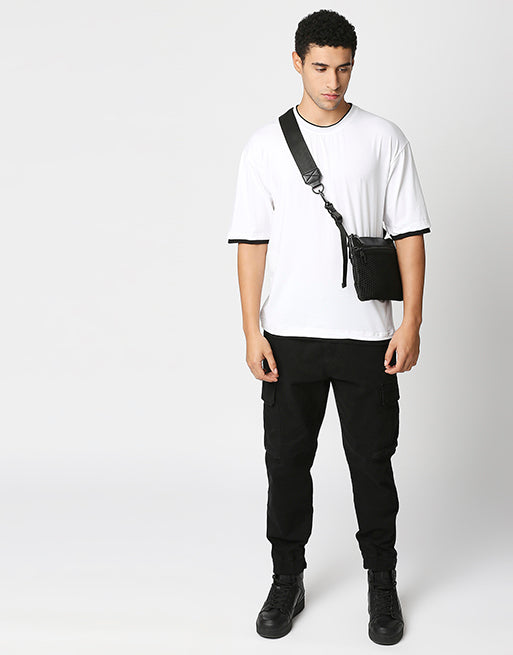 Hemsters White Relaxed Fit Half Sleeve Tshirt
