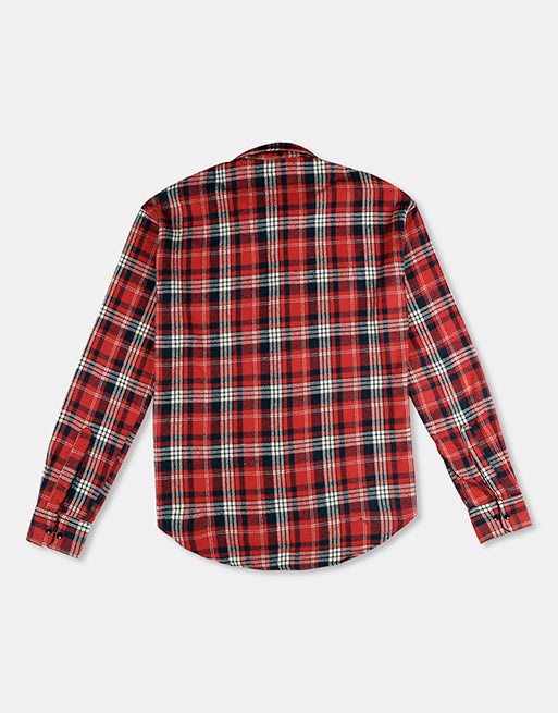 Hemsters Orange Relaxed Fit Checkered Shirt