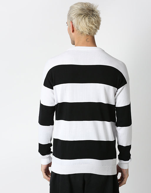 Hemsters White And Black Off Shoulder Sweatshirt