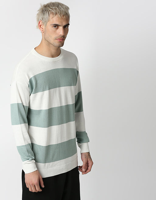 Hemsters White And Green Off Shoulder Sweatshirt
